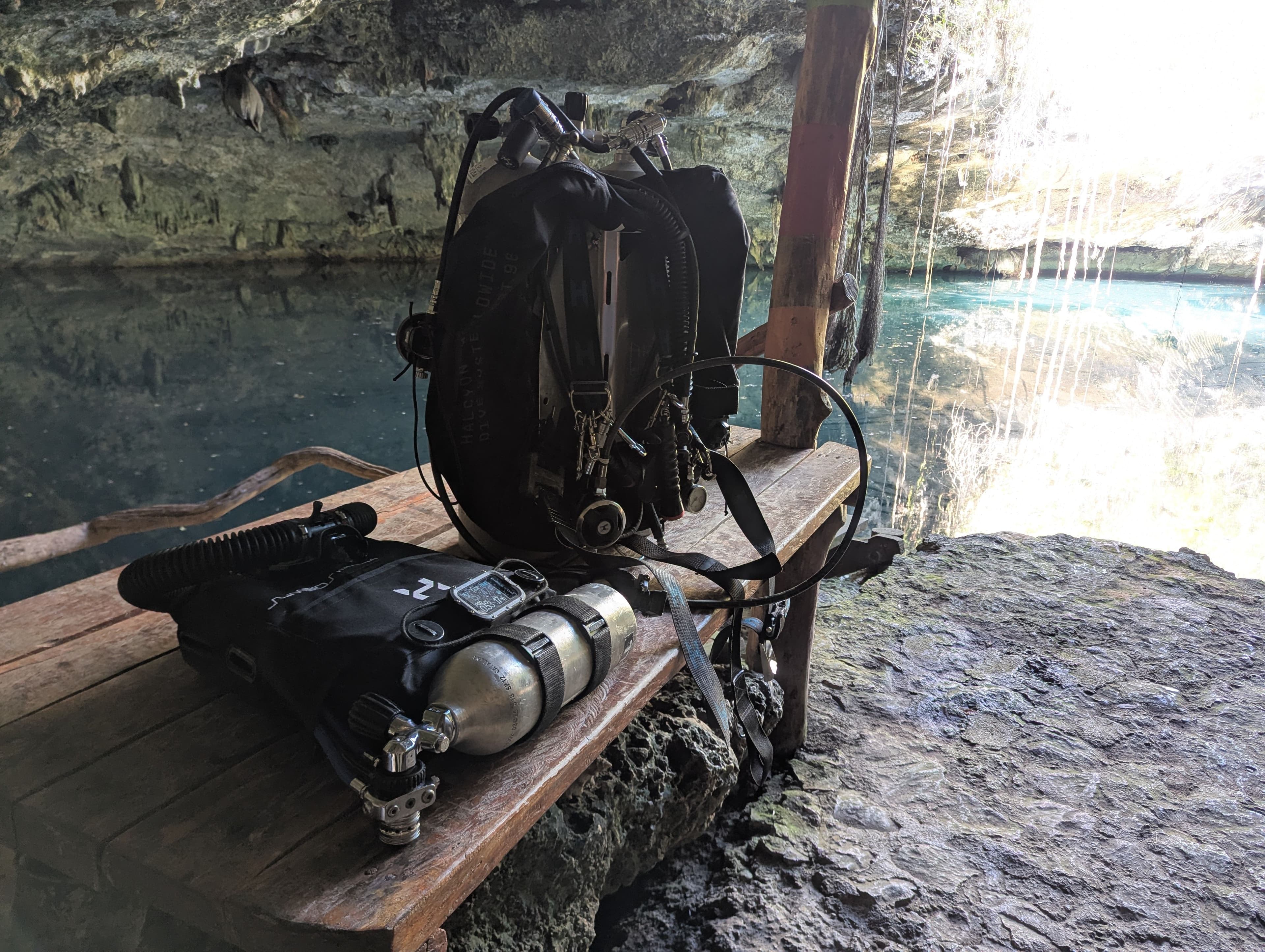 Diving equipment on the bench